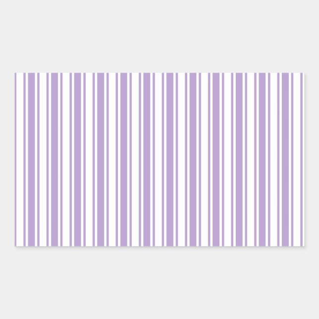 Pegatina Rectangular Lavanda rayas de caramelo morado y blanco (Anverso)