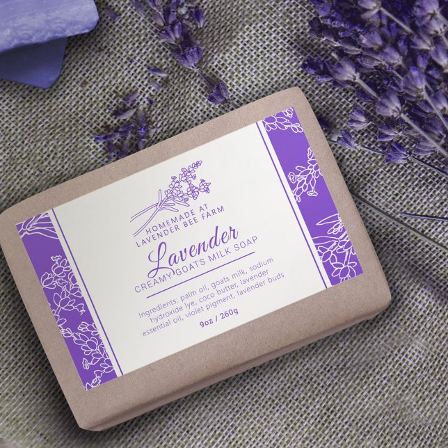 Pegatina Rectangular Lavanda y cabras leche jabón morado blanco (Subido por el creador)