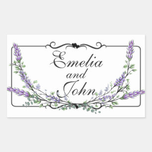 Pegatina Rectangular Lavanda y Eucalipto
