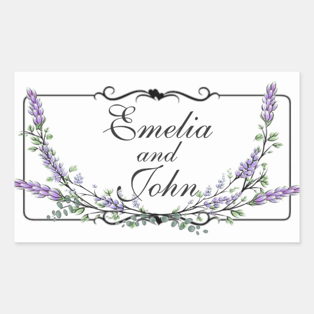 Pegatina Rectangular Lavanda y Eucalipto (Anverso)