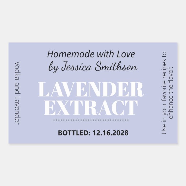 Pegatina Rectangular Lavender Extract Modern Label Sticker ZEX_001d (Anverso)