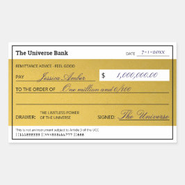 Pegatina Rectangular Law of Attraction Elegant Gold Abundance Check