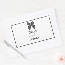 Lazo de cinta clásico boda en blanco y negro