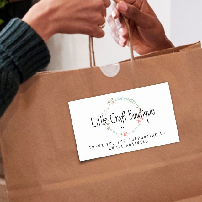 Pegatina Rectangular Le Agradecemos El Apoyo A Mi Pequeña Empresa (Wreath Thank You For Supporting My Small Business Rectangular Sticker)