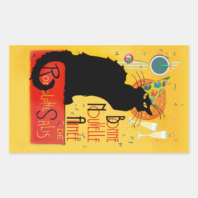 Pegatina Rectangular Le Chat Noir - Bonne Nouvelle Année (Anverso)