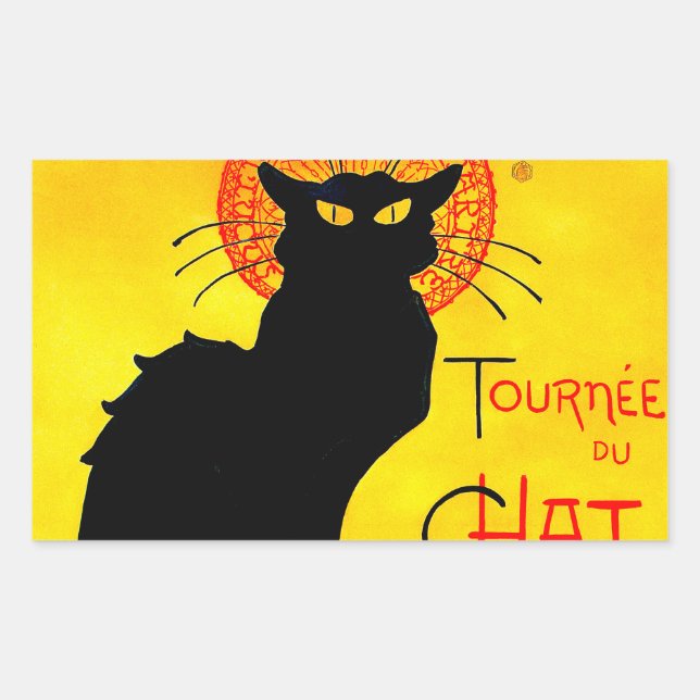 Pegatina Rectangular Le Chat Noir Vintage (Anverso)
