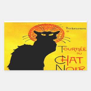 Pegatina Rectangular Le Chat Noir Vintage