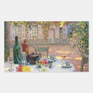 Pegatina Rectangular Le Sidaner: Mesa bajo hojas al sol