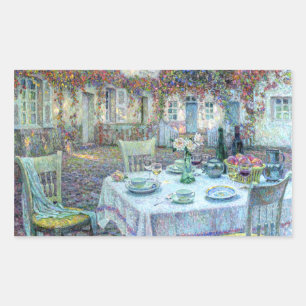 Pegatina Rectangular Le Sidaner: Mesa con Rosas en Gerberoy