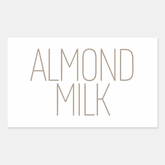 Pegatina Rectangular Leche de Almendra Marrón Elegante (Anverso)