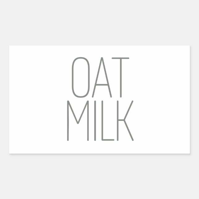 Pegatina Rectangular Leche de Avena Gris Elegante (Anverso)