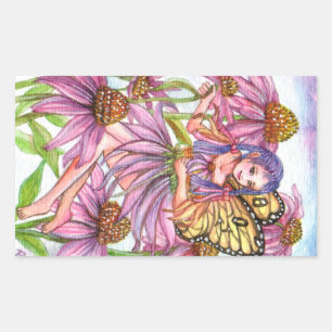 Pegatina Rectangular Leche de flores moradas de cono
