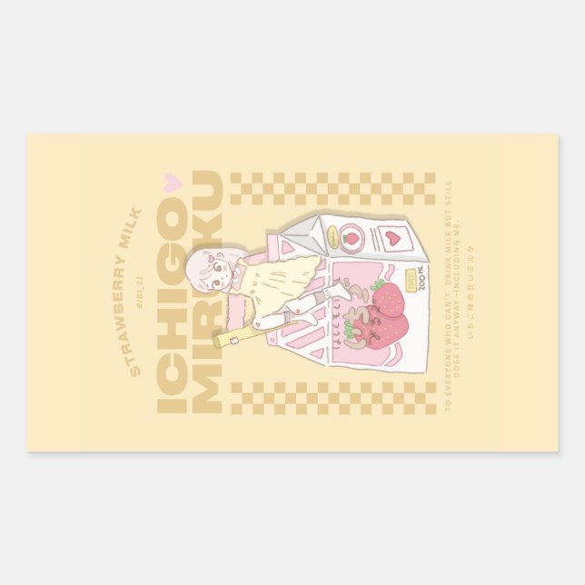 Pegatina Rectangular 🍓✨Leche de ichigo ✨🍓 (Anverso)