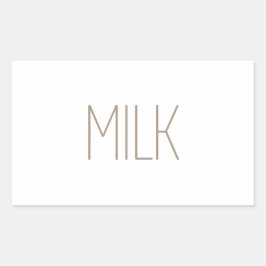 Pegatina Rectangular Leche Marrón Elegante