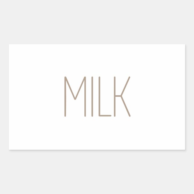 Pegatina Rectangular Leche Marrón Elegante (Anverso)