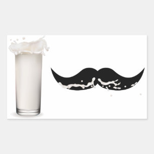 Pegatina Rectangular Leche Mustache