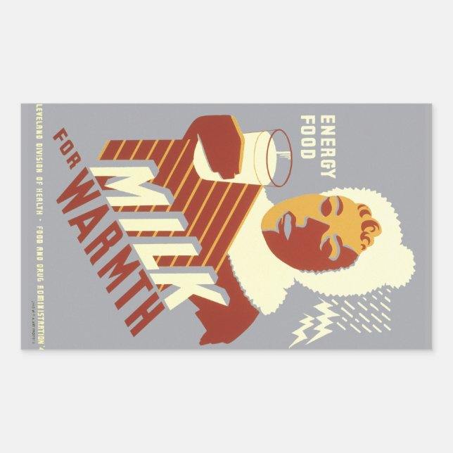 Pegatina Rectangular Leche para el calor (Anverso)