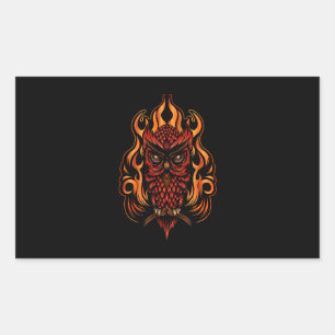 Pegatina Rectangular Lechuza de Fuego