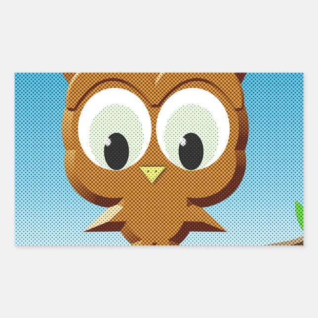 Pegatina Rectangular Lechuza Personalizado de impresión de noticias (Anverso)