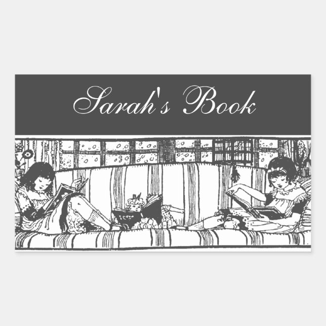 Pegatina Rectangular Leer con la placa del libro de muñecas (Anverso)