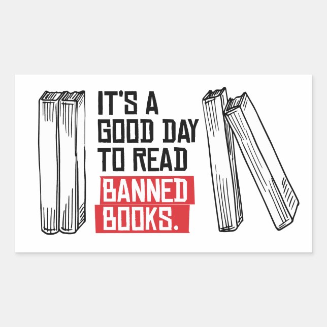 Pegatina Rectangular Leer libros prohibidos (Anverso)