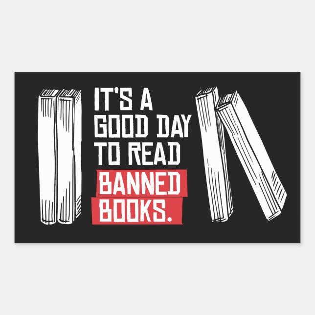 Pegatina Rectangular Leer libros prohibidos (Anverso)