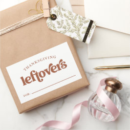 Pegatina Rectangular Leftovers de Acción de Gracias | Boho y Retro