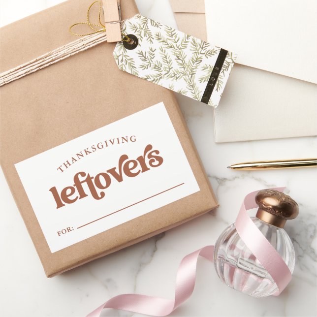 Pegatina Rectangular Leftovers de Acción de Gracias | Boho y Retro (Regalar)
