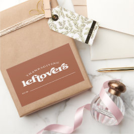 Pegatina Rectangular Leftovers de Acción de Gracias | Boho y Retro Terr