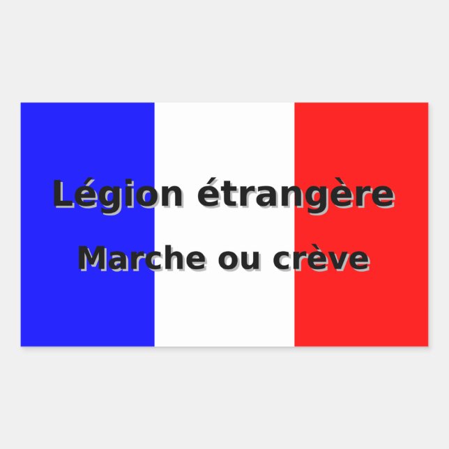 Pegatina Rectangular Legion Etrangere - Marche usted creve (Anverso)
