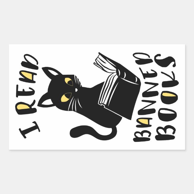 Pegatina Rectangular Leí libros prohibidos Cat (Anverso)