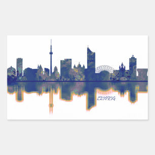 Pegatina Rectangular Leipzig Skyline