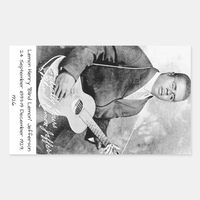 Pegatina Rectangular Lemon Henry Blind Lemon jefferson 1926 (Anverso)