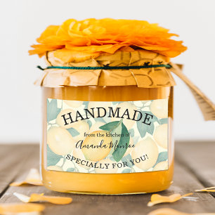 Pegatina Rectangular Lemones de acuarela rústica y hojas HANDMADE