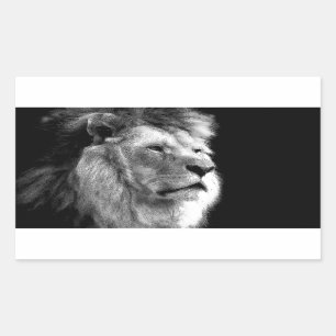 Pegatina Rectangular León blanco negro