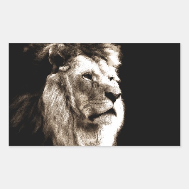 Pegatina Rectangular León de Sepia (Anverso)