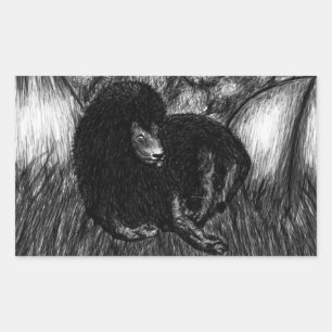 Pegatina Rectangular León solitario
