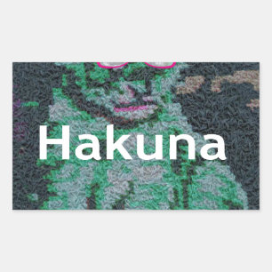 Pegatina Rectangular León verde con gafas rosas "Hakuna Matata" Arte