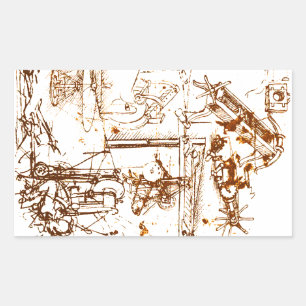 Pegatina Rectangular Leonardo da Vinci bosquejó sickers