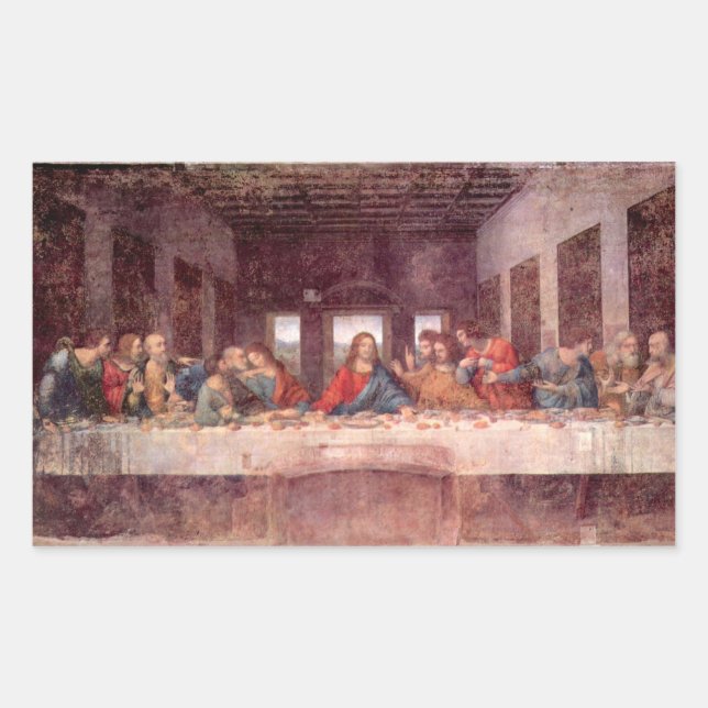 Pegatina Rectangular Leonardo da Vinci - La última cena (Anverso)