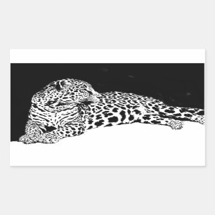 Pegatina Rectangular Leopardo blanco y negro