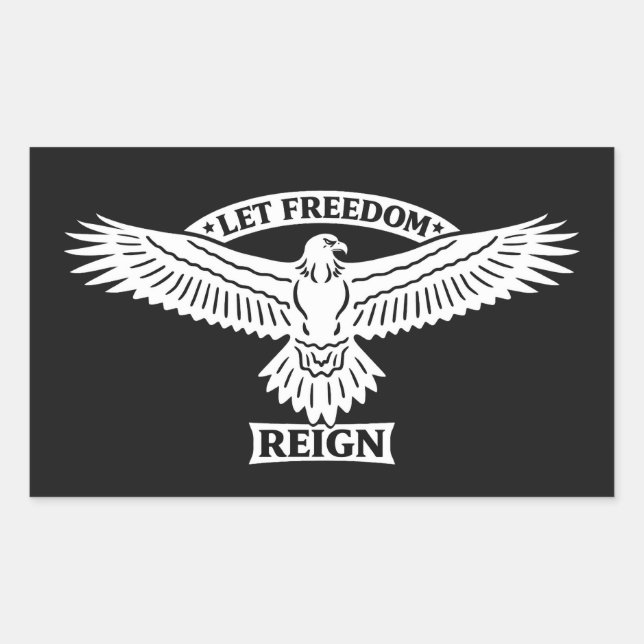 Pegatina Rectangular Let Freedom Reign – Eagle of Freedom Emblem (Anverso)