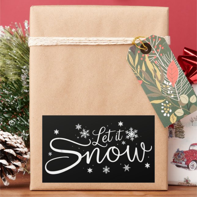 Pegatina Rectangular Let It Snow Lover Snowflake Holiday Merry Xmas  (Vacaciones)
