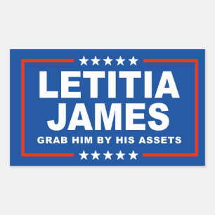 Pegatina Rectangular Letitia James - Agárralo por sus activos