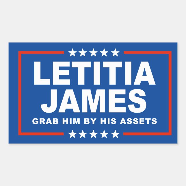 Pegatina Rectangular Letitia James - Agárralo por sus activos (Anverso)