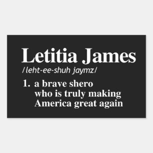 Pegatina Rectangular Letitia James Definition - Un valiente héroe