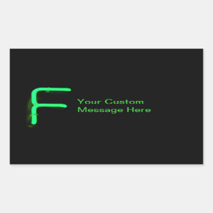 Pegatina Rectangular Letra "F" Neon Light Monograma