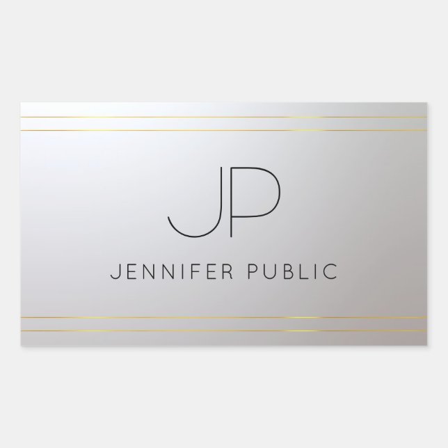 Pegatina Rectangular Letra Gold Silver Monograma (Anverso)