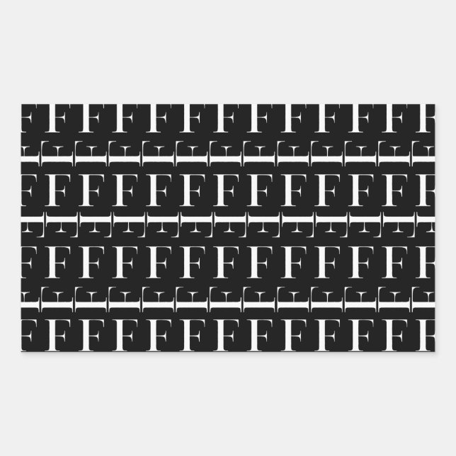 Pegatina Rectangular Letra inicial del monograma F (Anverso)
