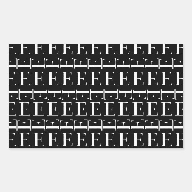 Pegatina Rectangular Letra inicial monograma E (Anverso)